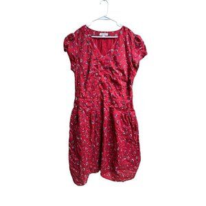 Seasalt Cornwall Villa Garden Dress Red Floral Organic Cotton Women’s 16 Pockets